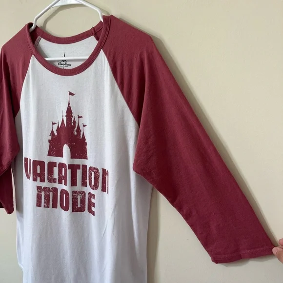 Disney Vacation Mode Mauve Pink White Raglan 3/4 Sleeve Baseball Tee Size Large - Picture 3 of 8